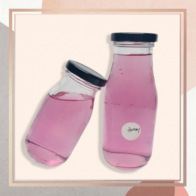 ขวดแก้ว ฝาเกลียวล็อคสีทอง ขวดสำหรับใส่เครื่องดื่ม หนา5 mm 300 ml (10 oz) 