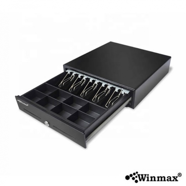 ลิ้นชักเก็บเงิน 5 ช่องธนบัตร 8 ช่องเหรียญ สีดำ 