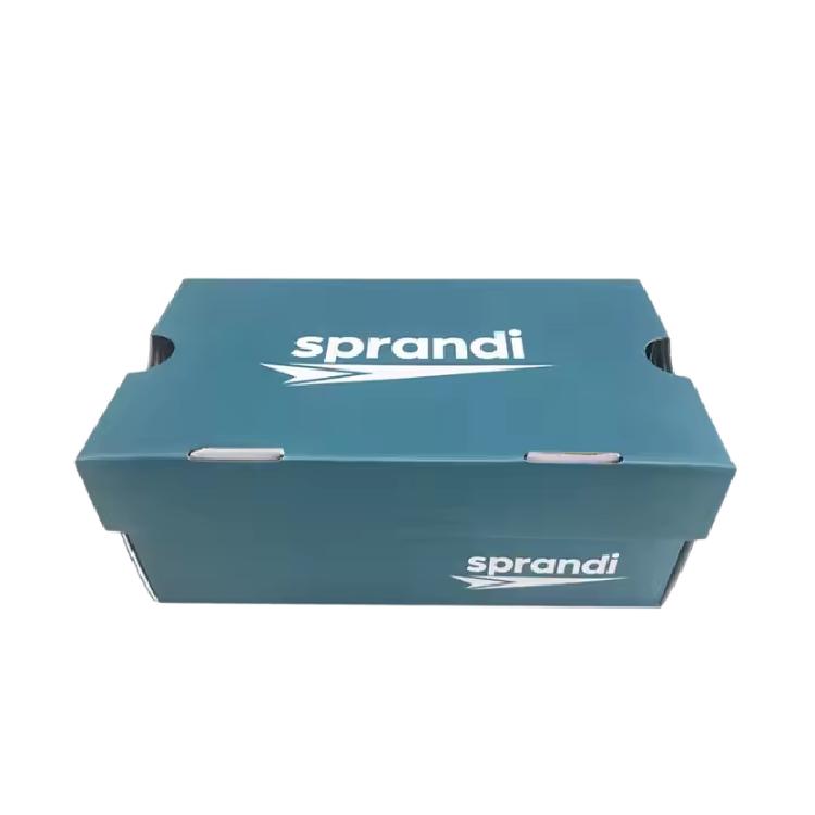 กล่องรองเท้ากระดาษแข็ง ดีไซน์เรียบหรูทันสมัย สีฟ้าน้ำทะเล มีให้เลือก 3 ขนาด พิมพ์โลโก้กำหนดเอง 