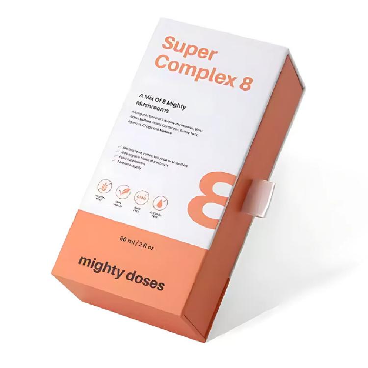 กล่องเซรั่มแบบลิ้นชักสีส้มขาว กล่องขนาดใส่ขวด 30ml / 60ml /100ml พิมพ์โลโก้กำหนดเอง 