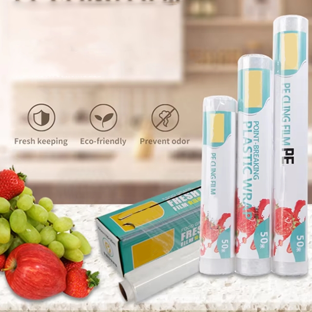 ฟิล์มถนอนอาหาร มีมีดตัดฟิล์มสไลด์ในตัว ขนาด 30ซม. x 60เมตร x 10ไมครอน 