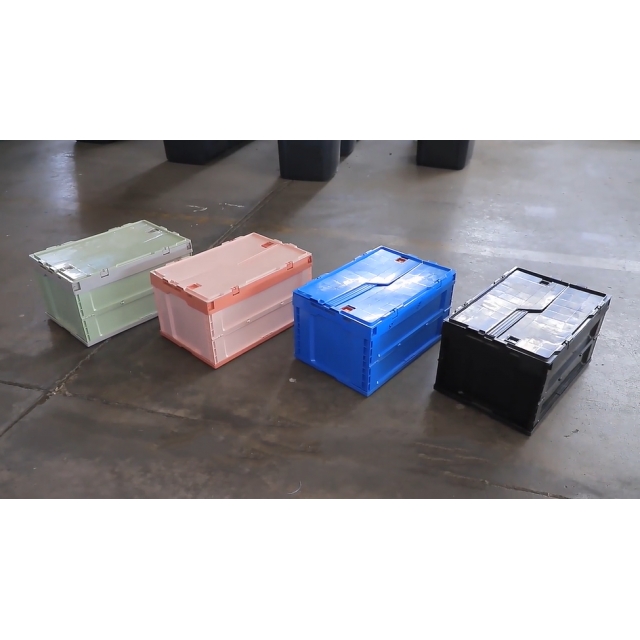 ลังพลาสติกพับได้พร้อมฝาปิด ลังทึบ ขนาด 60*40*32 ซม. รองรับน้ำหนักได้ 77 กก. พลาสติกเนื้อหนา แข็งแรง  