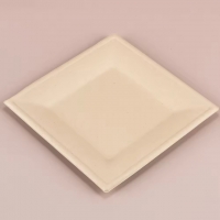 จานกระดาษสี่เหลี่ยม ถาดอาหารสี่เหลี่ยม ย่อยสลายได้ สีครีม 6นิ้ว/8นิ้ว/9นิ้ว/10นิ้ว 