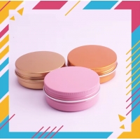 กระปุกอลูมิเนียม กระปุกอเนกประสงค์ ทรงกลม สำหรับใส่ลิปบาล์ม ฝาเกลียว 100 ml 