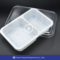 Example กล่องอาหารพลาสติก 2 ช่อง simple 750ml (ฝาใสไร้ฝ้า) 