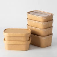 กล่องกระดาษคราฟท์ กล่องใส่อาหาร กล่องข้าว และ ฝาปิด 650ml/750ml/1000ml 