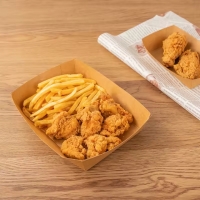 ถาดกระดาษคราฟท์ ถาดของทอด ถาดไก่ทอด กล่องอาหาร 