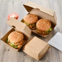 กล่องกระดาษคราฟท์ กล่องใส่อาหาร กล่องฮอตด็อก กล่องเบอเกอร์ 105ml/175ml/205ml/210ml 